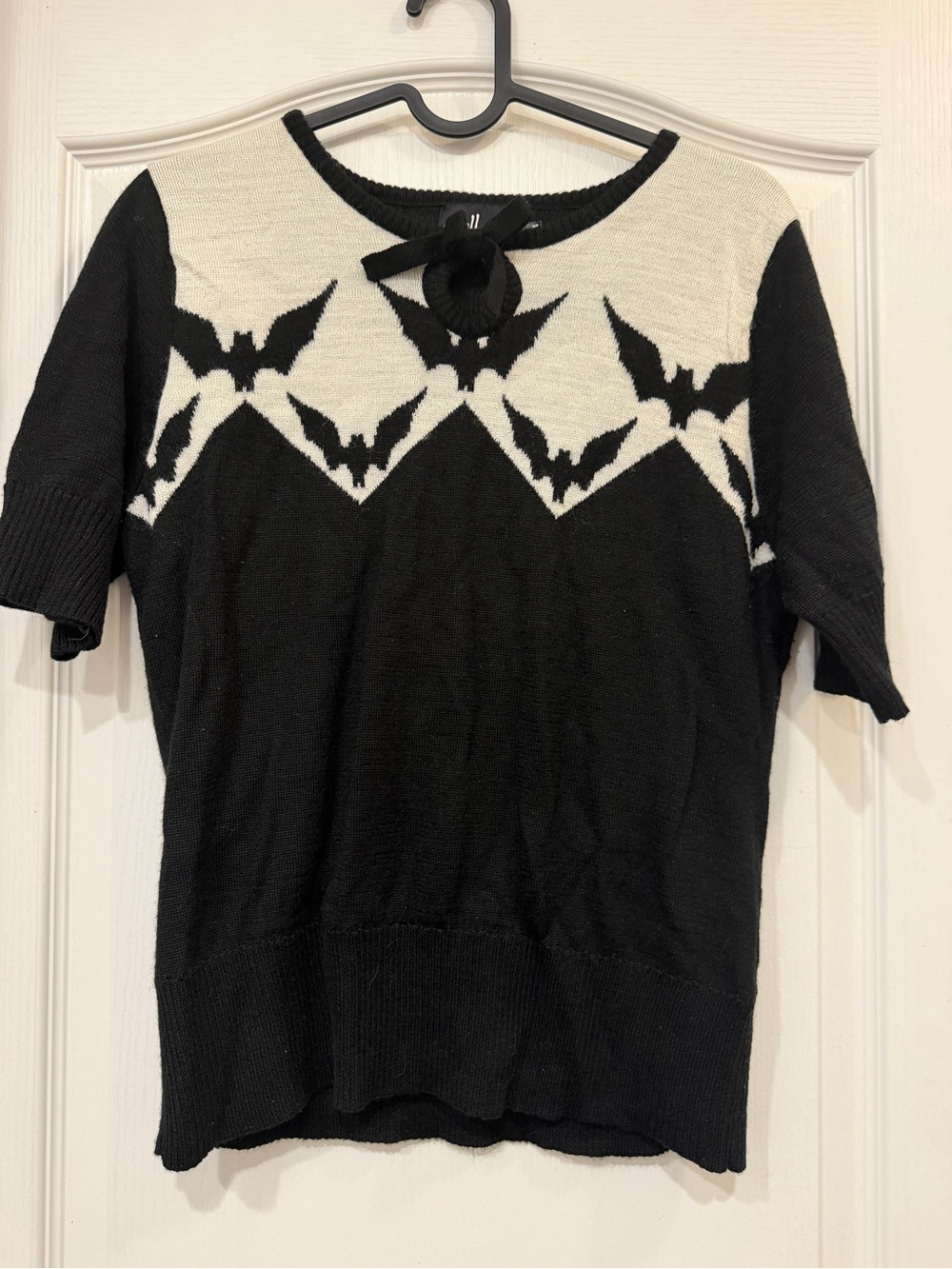 Hell Bunny Black & Cream Bat Yoke Knit Sweater
